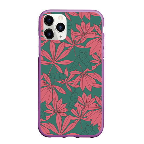 Чехол iPhone 11 Pro матовый Pink nature / 3D-Фиолетовый – фото 1