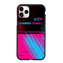 Чехол iPhone 11 Pro матовый Counter-Strike 2 - neon gradient: символ сверху, цвет: 3D-черный
