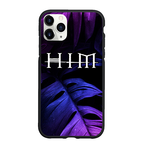 Чехол iPhone 11 Pro матовый HIM neon monstera / 3D-Черный – фото 1