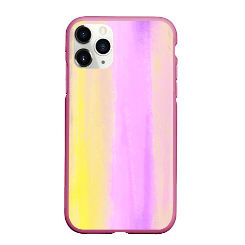 Чехол iPhone 11 Pro матовый Акварельный градиент желто- розовый / 3D-Малиновый – фото 1
