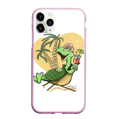 Чехол iPhone 11 Pro матовый Черепаха на отдыхе / 3D-Розовый – фото 1