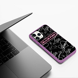 Чехол iPhone 11 Pro матовый Blackpink - автографы, цвет: 3D-фиолетовый — фото 2