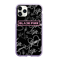 Чехол iPhone 11 Pro матовый Blackpink - автографы, цвет: 3D-светло-сиреневый