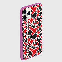 Чехол iPhone 11 Pro матовый Карточные масти - символика, цвет: 3D-фиолетовый — фото 2