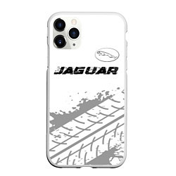 Чехол iPhone 11 Pro матовый Jaguar speed на светлом фоне со следами шин: симво, цвет: 3D-белый