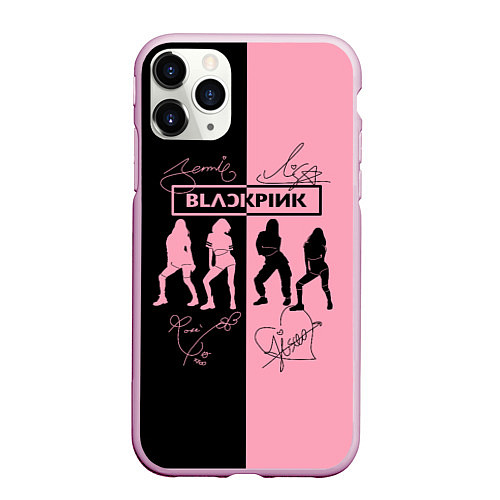 Чехол iPhone 11 Pro матовый Blackpink силуэт девушек / 3D-Розовый – фото 1