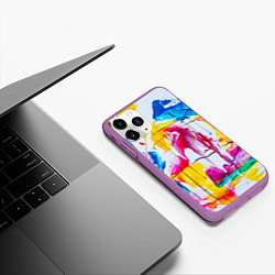 Чехол iPhone 11 Pro матовый Красочный принт, цвет: 3D-фиолетовый — фото 2