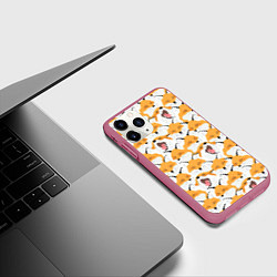Чехол iPhone 11 Pro матовый Хитрые лисы, цвет: 3D-малиновый — фото 2