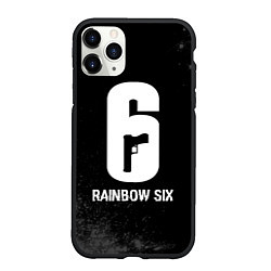 Чехол iPhone 11 Pro матовый Rainbow Six glitch на темном фоне