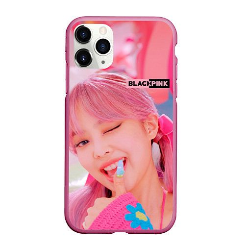 Чехол iPhone 11 Pro матовый Jennie Black pink / 3D-Малиновый – фото 1