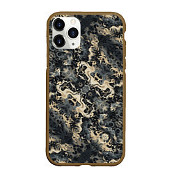 Чехол iPhone 11 Pro матовый Японские волны в темных тонах, цвет: 3D-коричневый