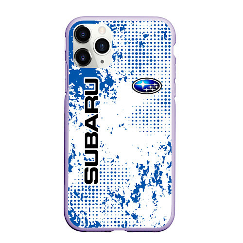 Чехол iPhone 11 Pro матовый Subaru blue logo / 3D-Светло-сиреневый – фото 1