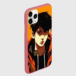 Чехол iPhone 11 Pro матовый Симпатичный парень аниме с челкой, цвет: 3D-малиновый — фото 2