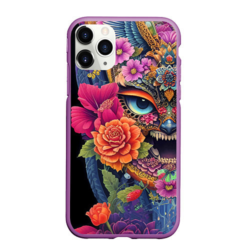 Чехол iPhone 11 Pro матовый Irezumi - Japan - tattoo / 3D-Фиолетовый – фото 1