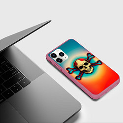 Чехол iPhone 11 Pro матовый Красочный веселый роджер, цвет: 3D-малиновый — фото 2