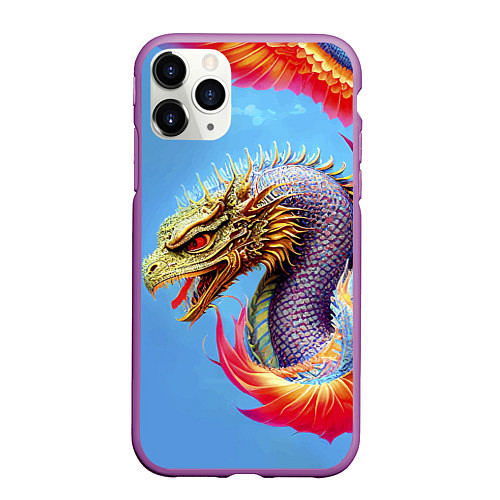 Чехол iPhone 11 Pro матовый Dragon - irezumi - tattoo - Japan / 3D-Фиолетовый – фото 1