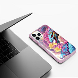 Чехол iPhone 11 Pro матовый Свирепый дракон - татуировка - ирезуми - Япония, цвет: 3D-розовый — фото 2