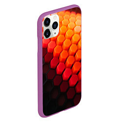 Чехол iPhone 11 Pro матовый Hexagon orange, цвет: 3D-фиолетовый — фото 2