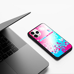 Чехол iPhone 11 Pro матовый Attack on Titan neon gradient style: символ сверху, цвет: 3D-черный — фото 2