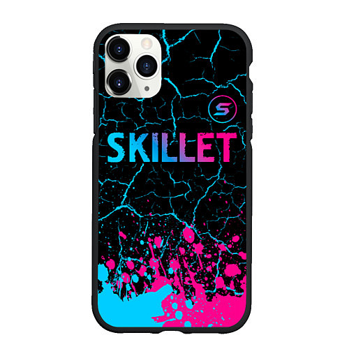 Чехол iPhone 11 Pro матовый Skillet - neon gradient: символ сверху / 3D-Черный – фото 1