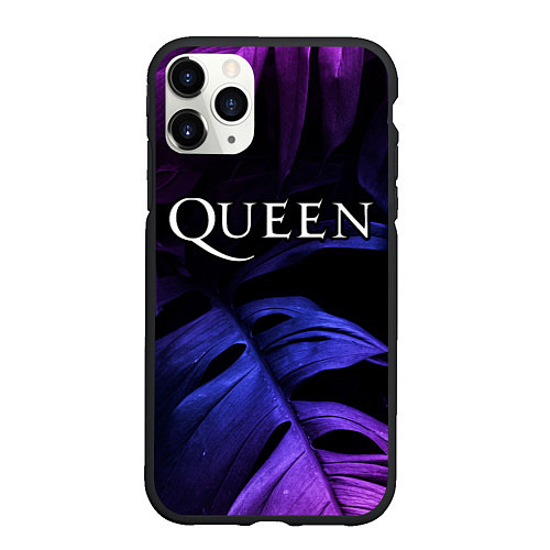 Чехол iPhone 11 Pro матовый Queen neon monstera / 3D-Черный – фото 1