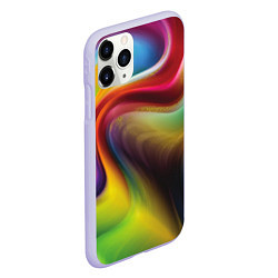 Чехол iPhone 11 Pro матовый Rainbow waves, цвет: 3D-светло-сиреневый — фото 2