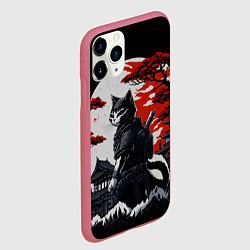 Чехол iPhone 11 Pro матовый Котик ниндзя - мрачный, цвет: 3D-малиновый — фото 2