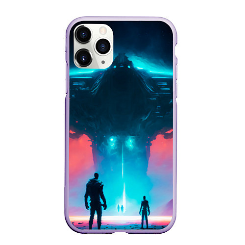 Чехол iPhone 11 Pro матовый Инопланетное вторжение / 3D-Светло-сиреневый – фото 1