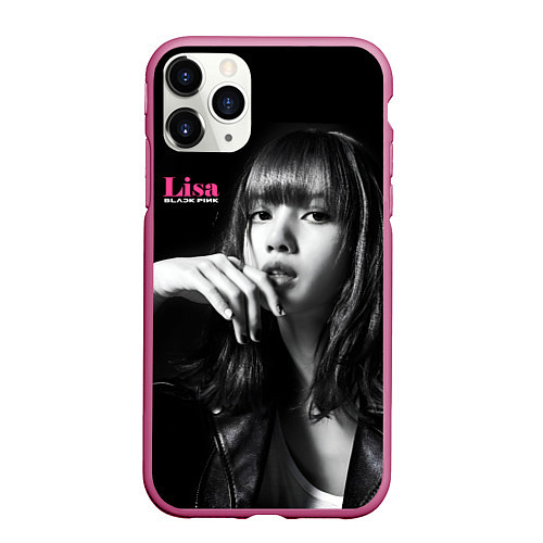 Чехол iPhone 11 Pro матовый Blackpink Lisa in leather jacket / 3D-Малиновый – фото 1