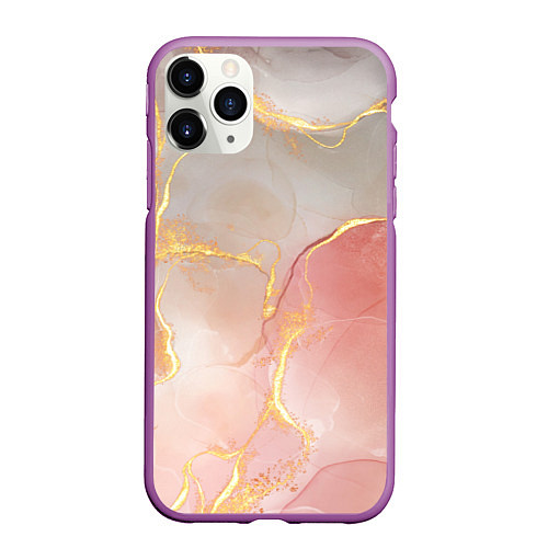 Чехол iPhone 11 Pro матовый Texture and glitter / 3D-Фиолетовый – фото 1