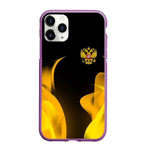 Чехол iPhone 11 Pro матовый Russian style fire / 3D-Фиолетовый – фото 1