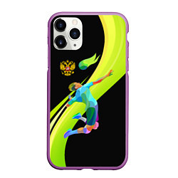 Чехол iPhone 11 Pro матовый Волейбол Россия, цвет: 3D-фиолетовый