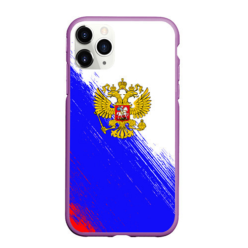 Чехол iPhone 11 Pro матовый Патриот Рф Герб / 3D-Фиолетовый – фото 1