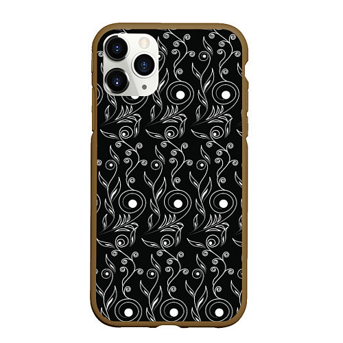 Чехол iPhone 11 Pro матовый Black style pattern / 3D-Коричневый – фото 1