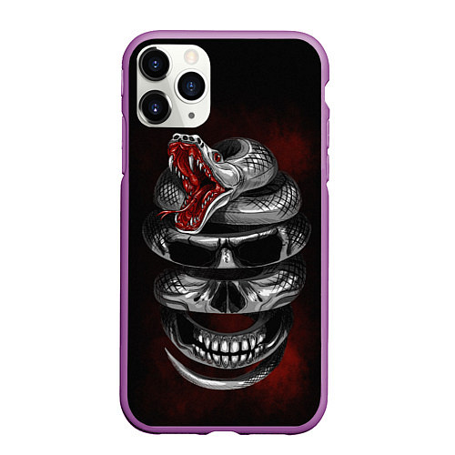 Чехол iPhone 11 Pro матовый Snake skull / 3D-Фиолетовый – фото 1