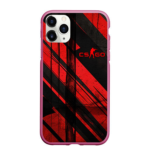 Чехол iPhone 11 Pro матовый CS GO black and red / 3D-Малиновый – фото 1