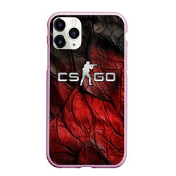 Чехол iPhone 11 Pro матовый CS GO dark red texture, цвет: 3D-розовый