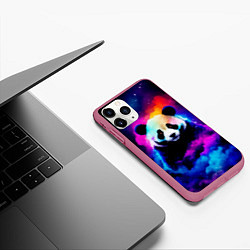 Чехол iPhone 11 Pro матовый Панда и краски, цвет: 3D-малиновый — фото 2