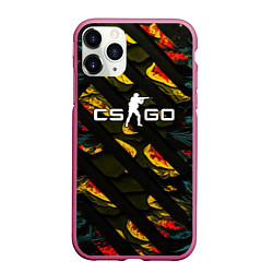 Чехол iPhone 11 Pro матовый CSGO white logo, цвет: 3D-малиновый