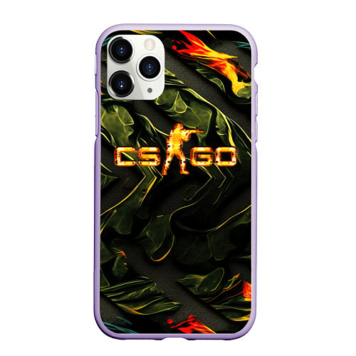 Чехол iPhone 11 Pro матовый CS GO green texture / 3D-Светло-сиреневый – фото 1