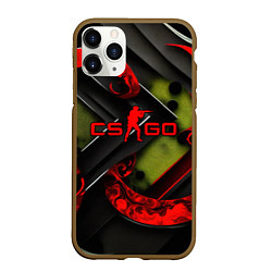 Чехол iPhone 11 Pro матовый CS GO abstract green red, цвет: 3D-коричневый