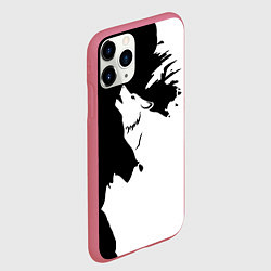 Чехол iPhone 11 Pro матовый Волчий вой в горах, цвет: 3D-малиновый — фото 2
