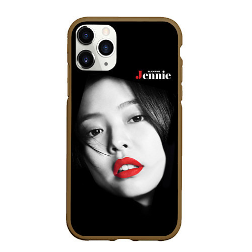 Чехол iPhone 11 Pro матовый Blackpink Jennie Red lips / 3D-Коричневый – фото 1