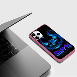 Чехол iPhone 11 Pro матовый Sum41 horns skull, цвет: 3D-малиновый — фото 2