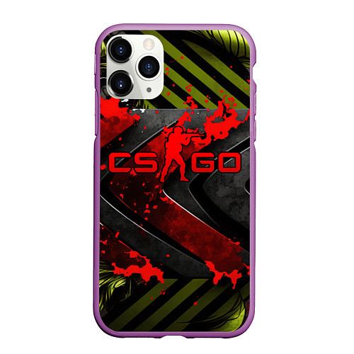 Чехол iPhone 11 Pro матовый CS GO red logo / 3D-Фиолетовый – фото 1