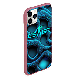 Чехол iPhone 11 Pro матовый CS GO blue neon logo, цвет: 3D-малиновый — фото 2