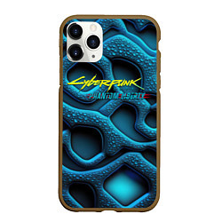 Чехол iPhone 11 Pro матовый Cyberpunk 2077 phantom liberty blue abstract, цвет: 3D-коричневый