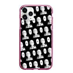 Чехол iPhone 11 Pro матовый Saitama - ok pattern, цвет: 3D-малиновый