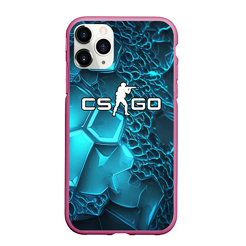 Чехол iPhone 11 Pro матовый Ледяные разломленные плиты CS GO / 3D-Малиновый – фото 1