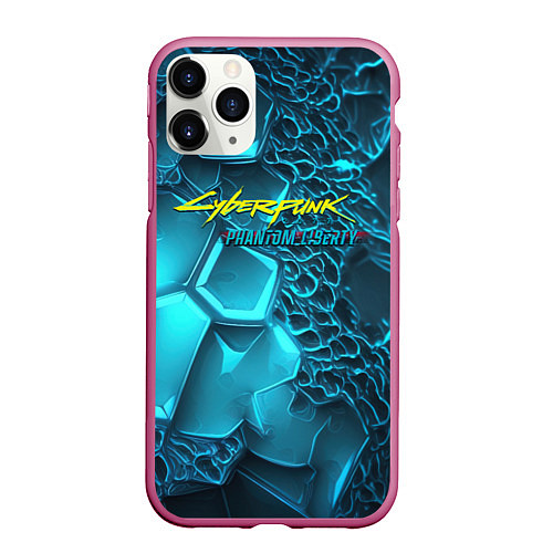 Чехол iPhone 11 Pro матовый Cyberpunk ice logo / 3D-Малиновый – фото 1